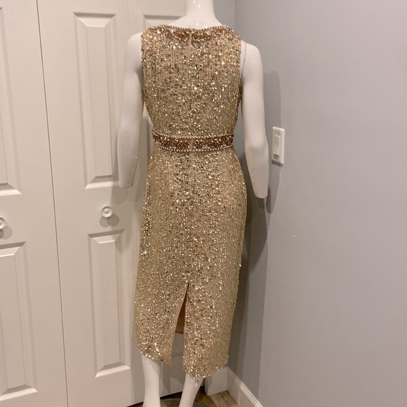 NWOT Mac Duggal gold cocktail midi dress - Picture 12 of 16
